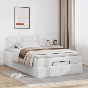 vidaXL Ottoman-Bett mit Matratze Weiß 120x200 cm Kunstleder 3311299