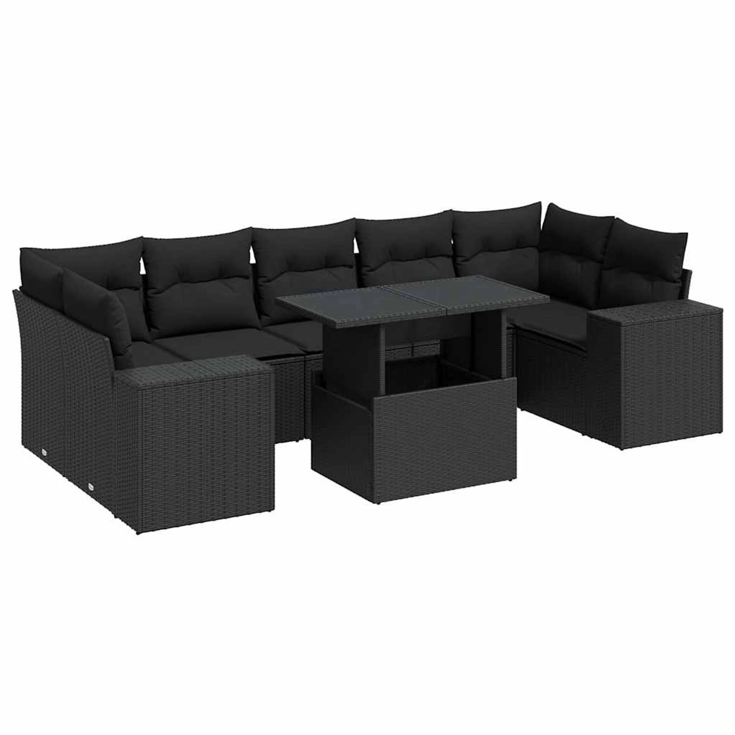 vidaXL 8-Tlg Garten-Sofagarnitur mit Kissen Schwarz Poly Rattan 3326756 günstig online kaufen