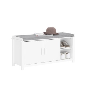 SoBuy Schuhbank mit Sitzfläche Sitzbank mit Stauraum Schuhregal für Flur Weiß 105x51x35cm FSR168-W