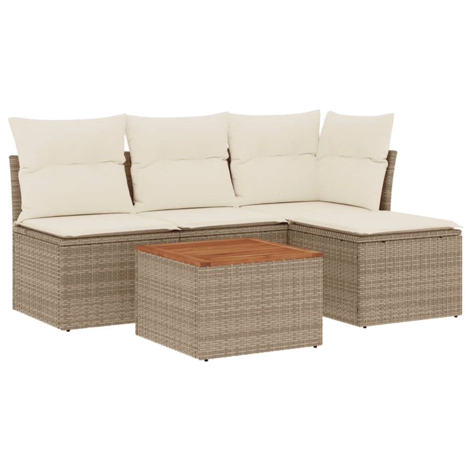 vidaXL 5-Tlg Garten-Sofagarnitur mit Kissen Beige Poly Rattan 3223594 günstig online kaufen