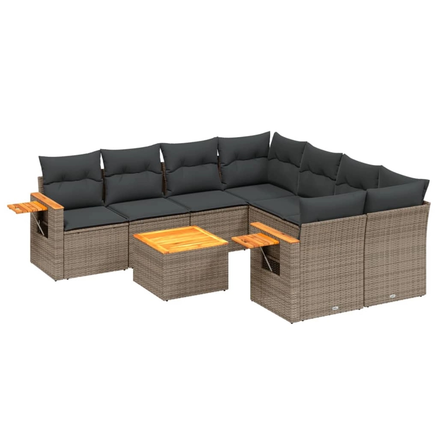 vidaXL 9-tlg Garten-Sofagarnitur mit Kissen Grau Poly Rattan Modell 112 günstig online kaufen