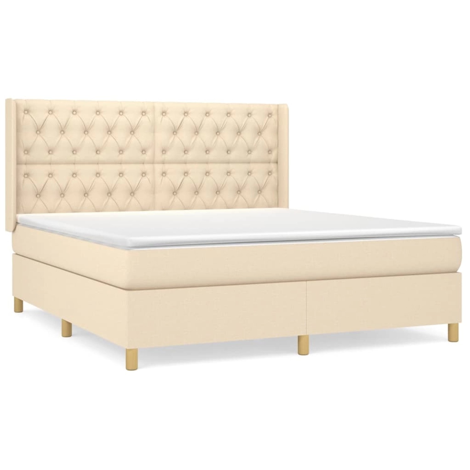 vidaXL Boxspringbett mit Matratze Creme 160x200 cm Stoff 3132246 günstig online kaufen