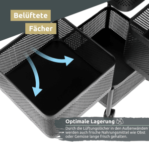 deluxe4home Rollwagen mit 4 Ebenen, schwenkbar, für Bad & Küche.