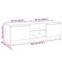 VidaXL TV-Schrank mit LED, Betongrau, 120 cm breit. Wohnwand Möbel mit Fächern und Türen.