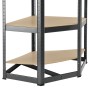Graues Juskys Eckregal Corner Basic mit zwei Regalböden aus MDF und verzinktem Metall.