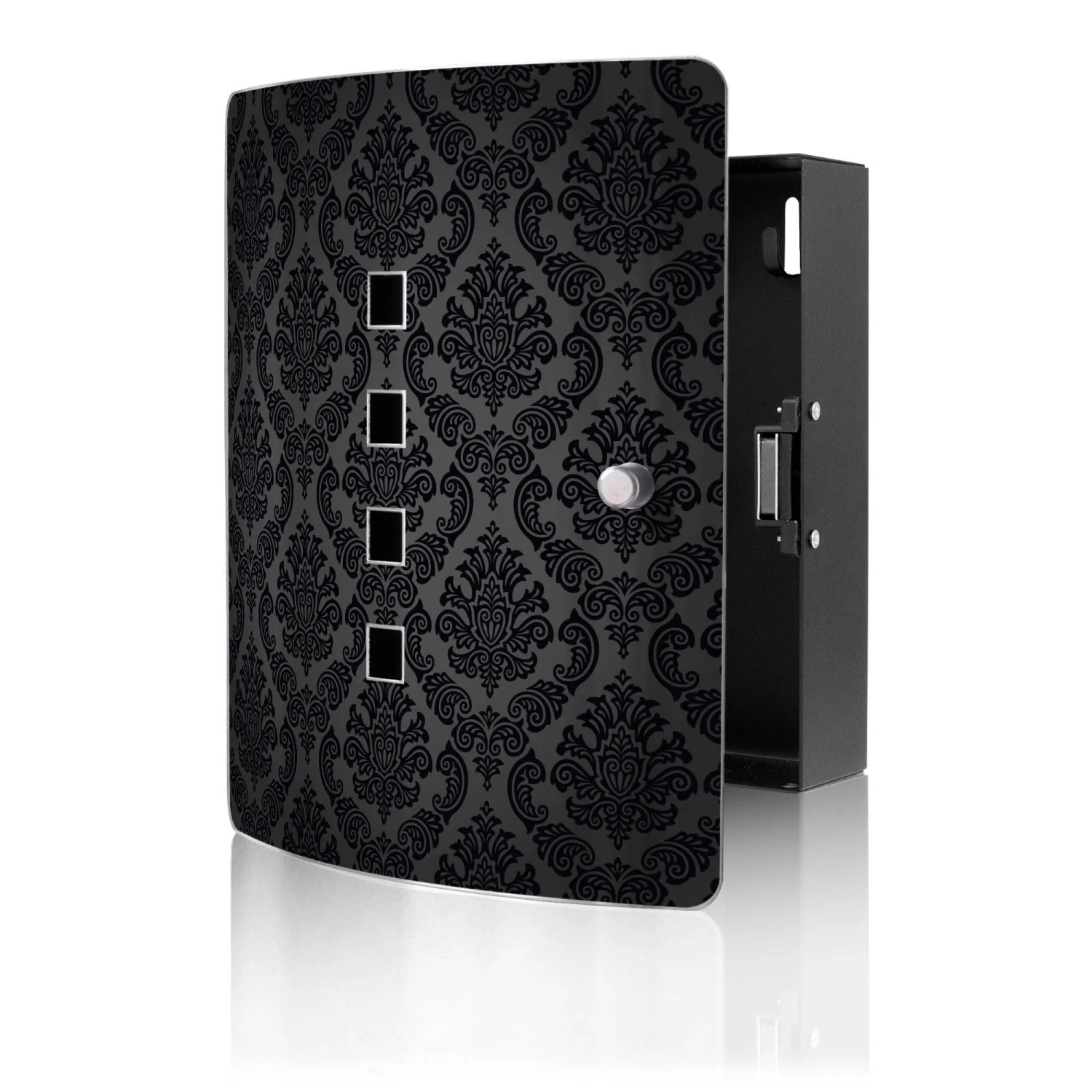 Banjado Design Schlüsselkasten Aus Edelstahl Für 10 Schlüssel 24x21,5x7cm Mit Magnetverschluss Motiv Black Deluxe
