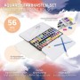 ECD Germany Aquarellfarben Set mit 48 Farben, Pinsel, Stiften und Papier im Malkasten.