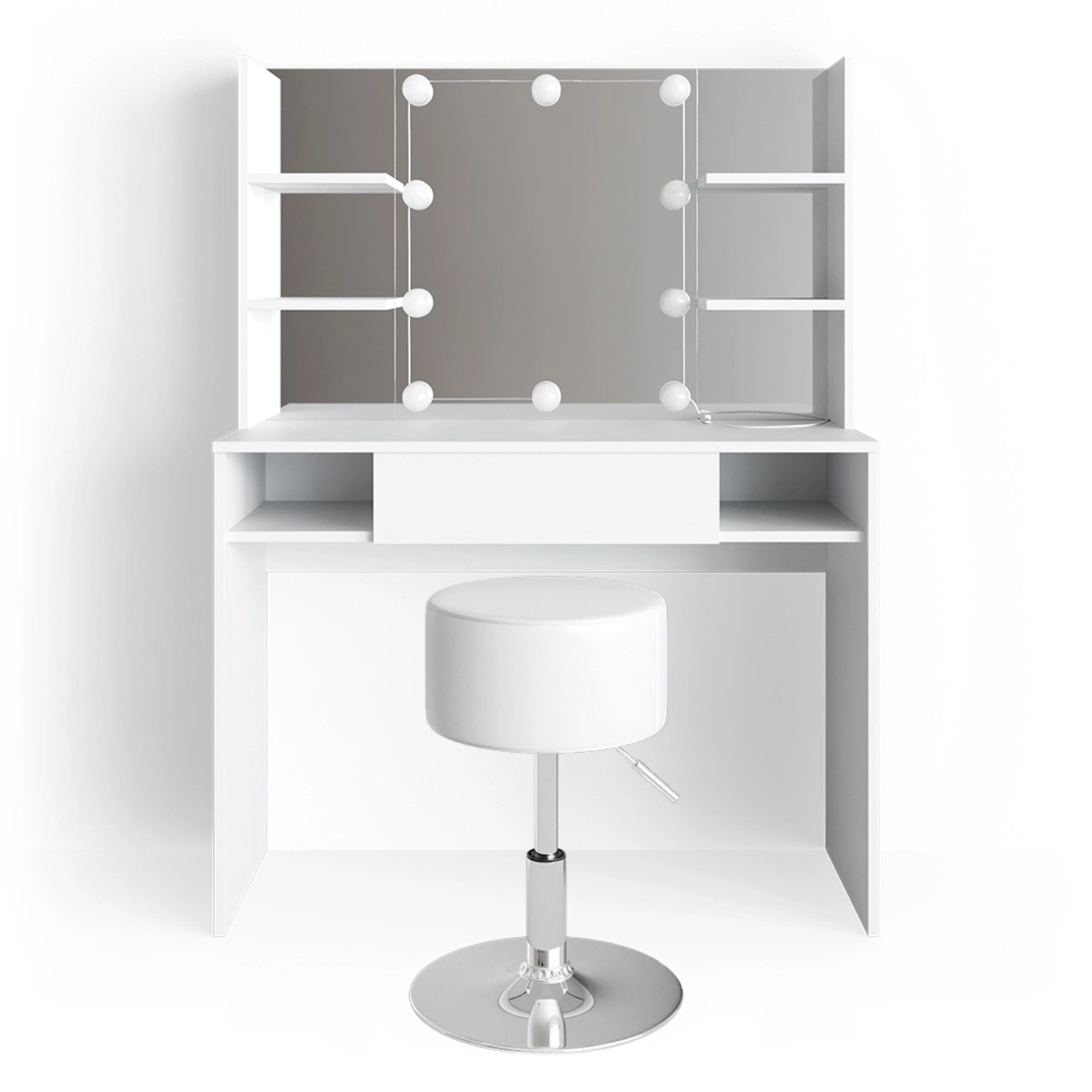 Vicco Schminktisch Daenerys Weiß 99 cm mit LED Beleuchtung und Hocker günstig online kaufen
