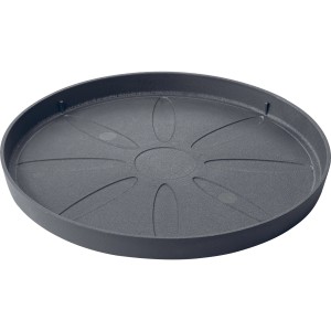 Grauer Deroma Untersetzer Origin Saucer, 21 cm Durchmesser, für Innen- und Außenbereich.