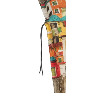 Beo Sitzauflage Tours 4er-Set für Niedriglehner mit farbenfrohem Hausdesign.