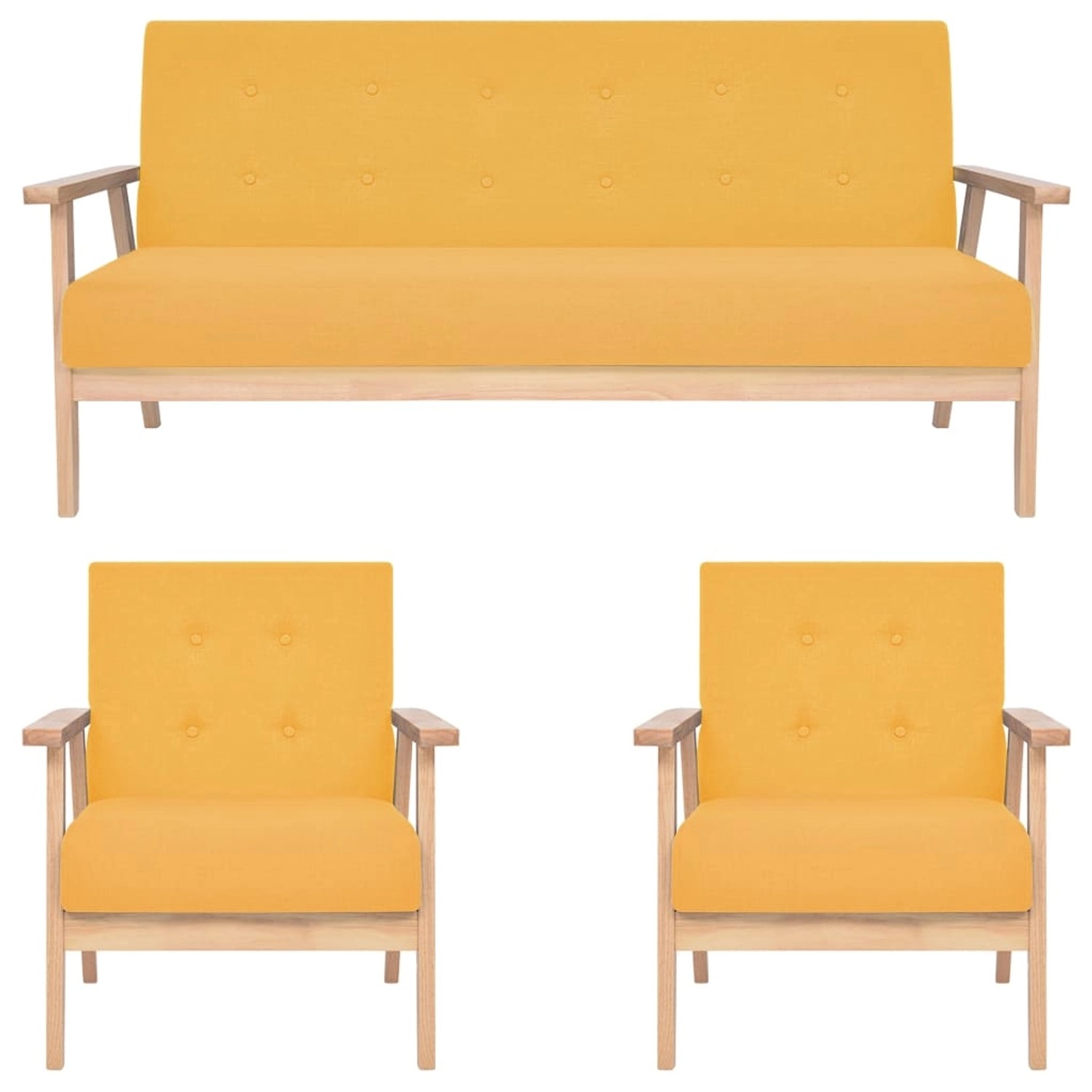 vidaXL 3-Tlg Sofagarnitur Stoff Gelb 279147 günstig online kaufen