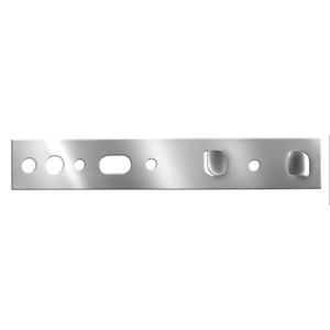 KM Meeth Montageanker für Fenster, 4 Stück, silbernes Metall mit Löchern und Aussparungen.