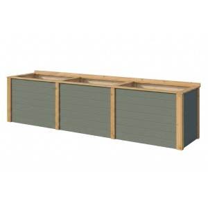 Weka Hochbeet Killarney, 300 cm, grau-grün/Eiche, aus Holz für den Garten.