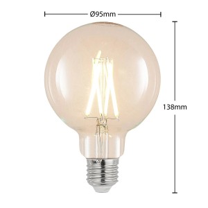 Arcchio E27 LED Lampe 8W aus Glas, Filamentoptik, warmweißes Licht. Dimmbar. Ø95mm, 138mm.