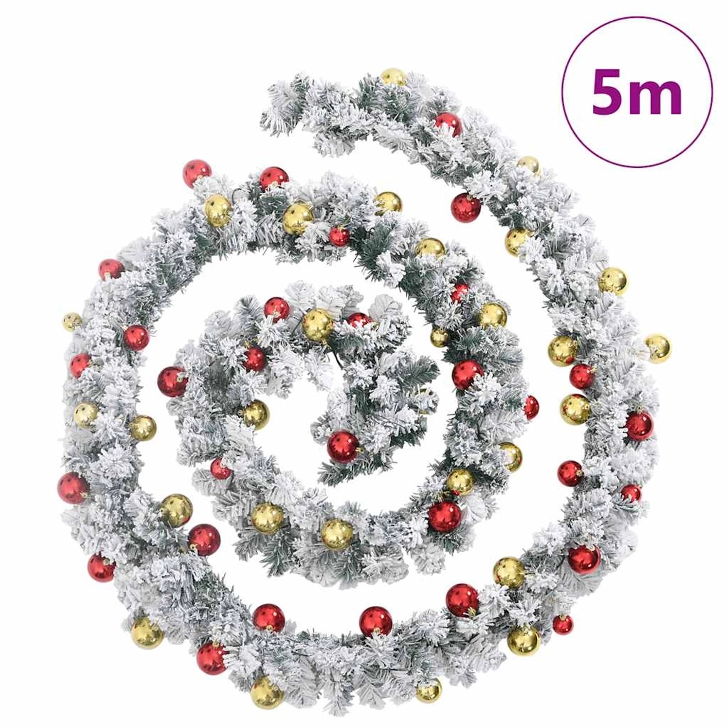 vidaXL Weihnachtsgirlande mit Kugeln und LED-Leuchten Grün 5 m PVC 4019672_7