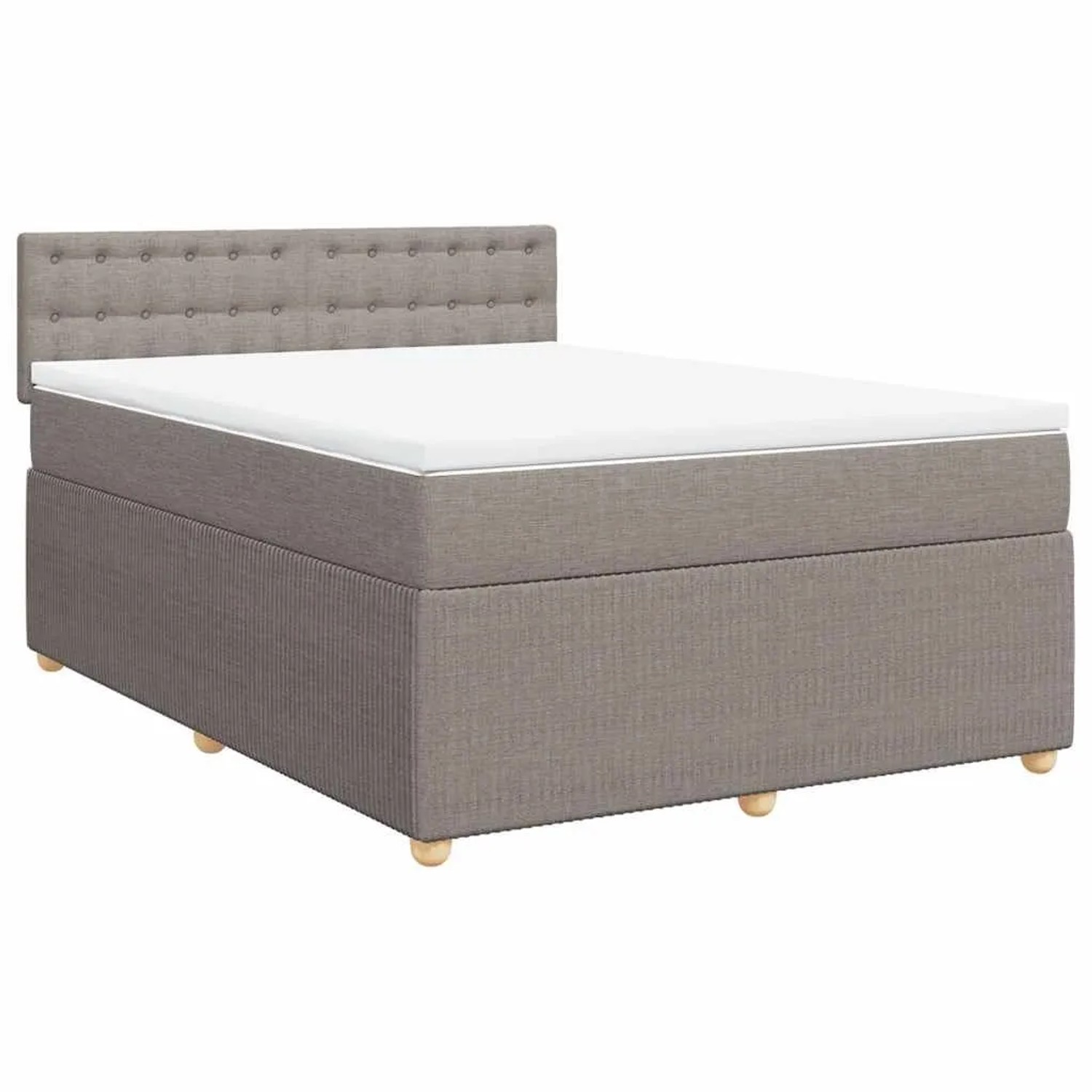 vidaXL Boxspringbett mit Matratze Taupe 140x200 cm Stoff 3289797