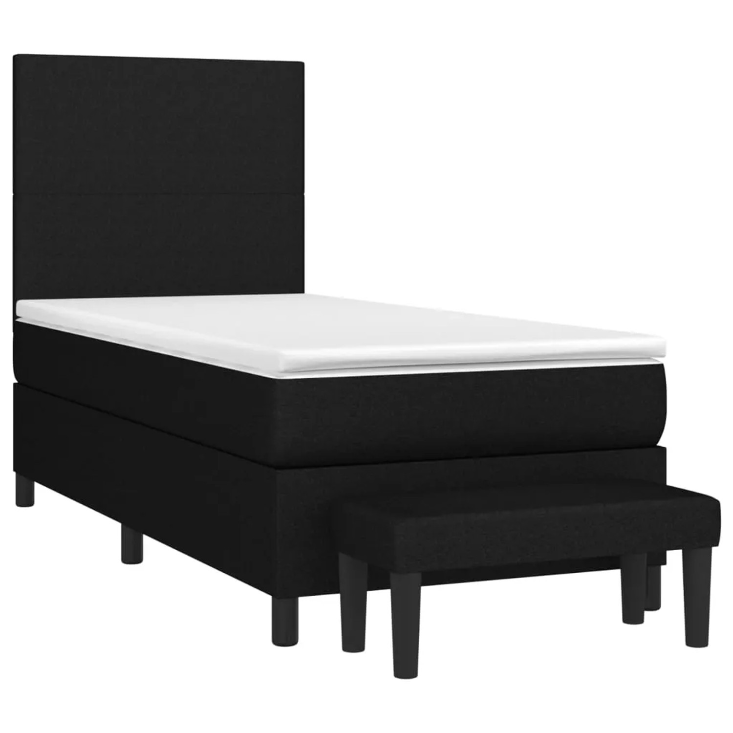 Schwarzes vidaXL Boxspringbett (90x190 cm) mit Matratze und Bank, Stoffbezug.