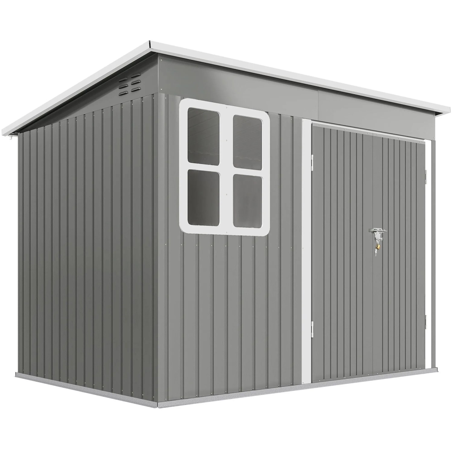 Outsunny Gartenschuppen Verzinkter Stahl 260 x 177 x 190 cm Hellgrau