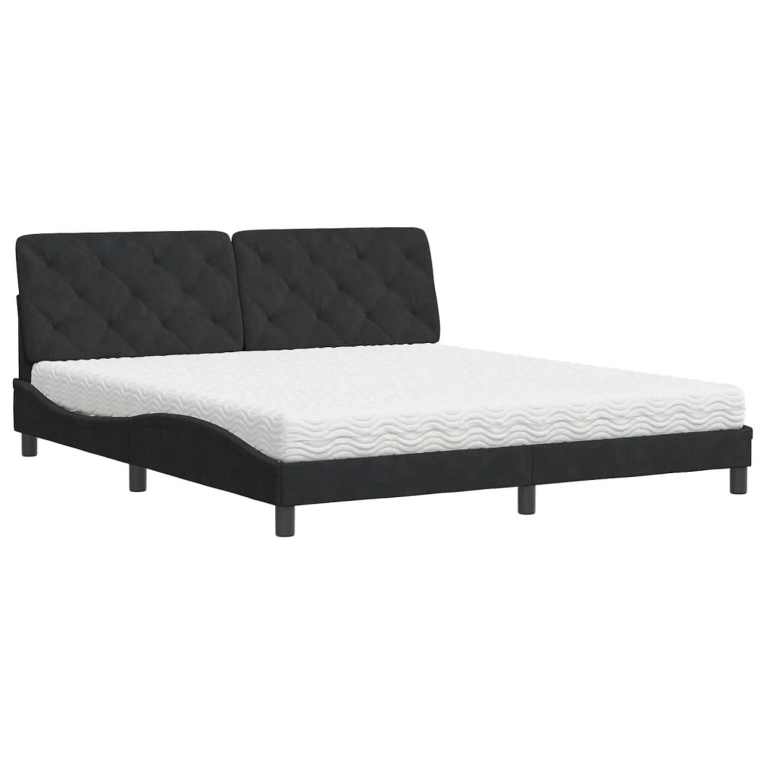 vidaXL Bett mit Matratze Schwarz 180x200 cm Samt 3208672