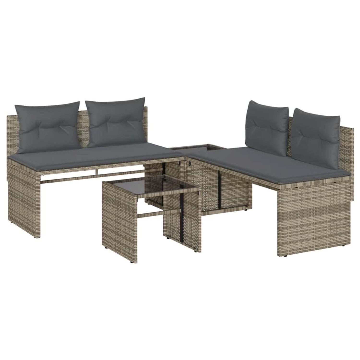 vidaXL 4-tlg Garten-Sofagarnitur mit Kissen Grau Poly Rattan Modell 46 günstig online kaufen