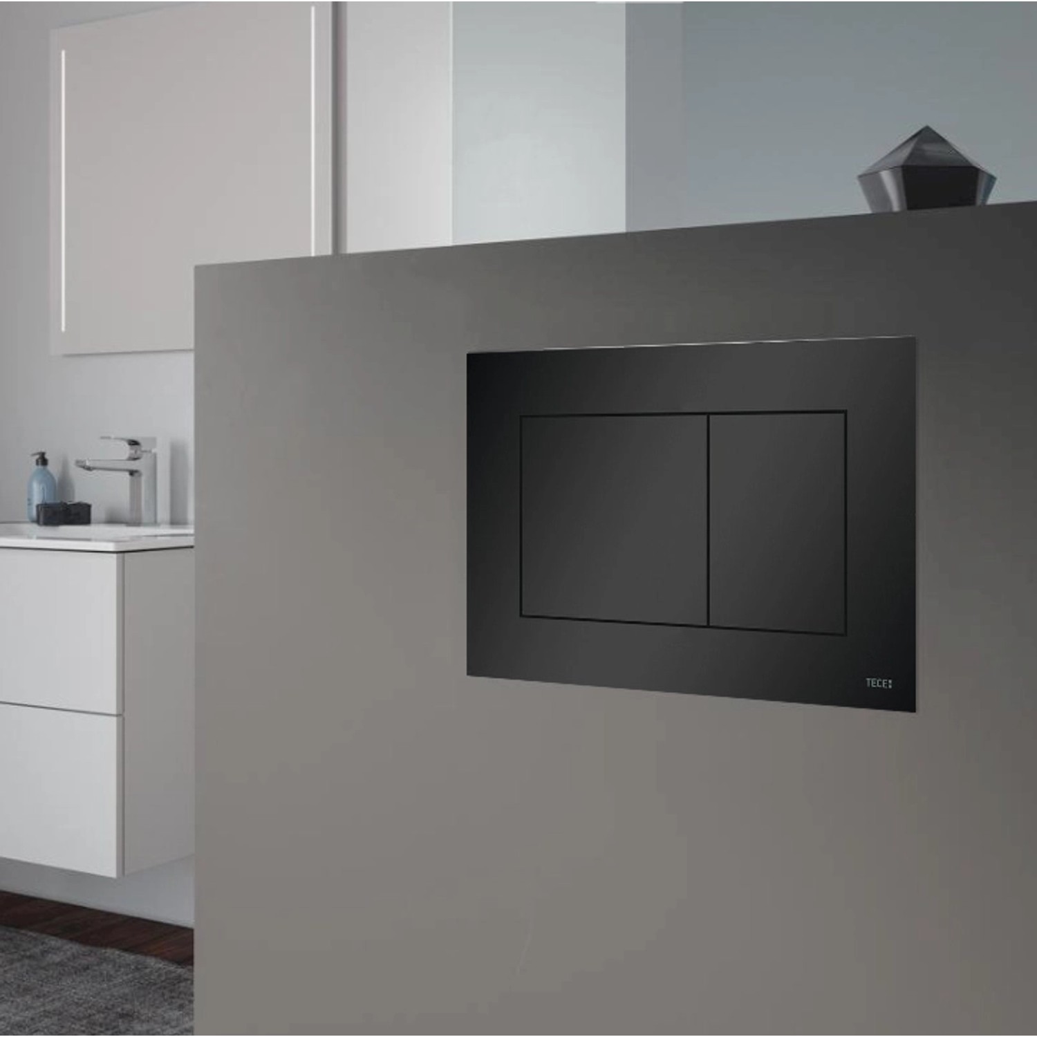 Bad Land WC SET Vorwandelement TECEbase + Toilette ROLO Weiß + Platte Rechteckig in Schwarz_3