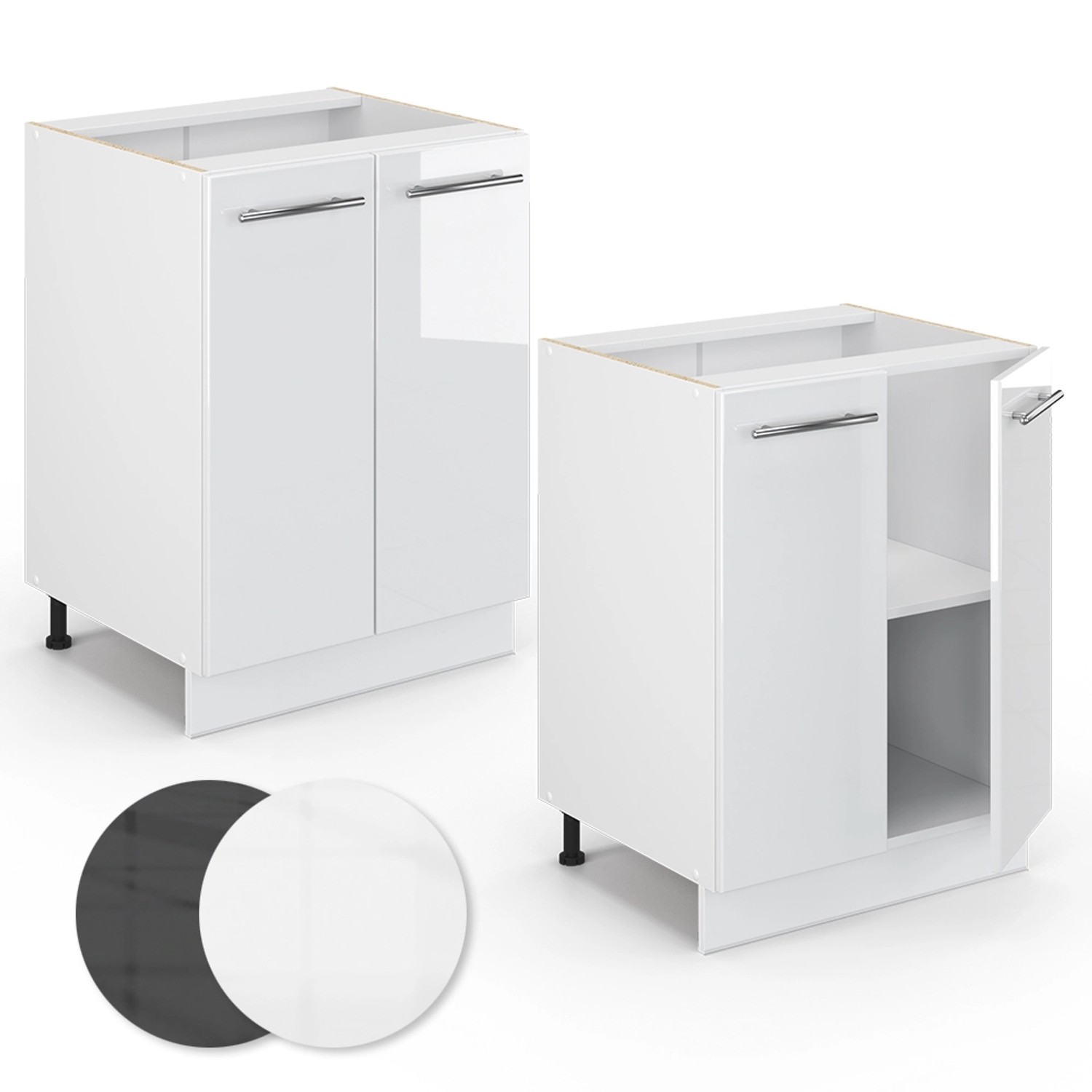 Vicco Midischrank Fame-Line, weiß hochglanz/weiß, 60x82 cm, Badregal mit Stauraum.