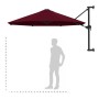 Burgunderroter vidaXL Wand-Sonnenschirm, 300 cm Durchmesser, mit Metallmast und Wandhalterung.