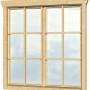 Skan Holz Doppelfenster für 45 mm Gartenhaus, 2-teilig mit Sprossen und Echtglas.