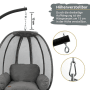 Detailaufnahme: Höhenverstellbarer deluxe4home Hängesessel mit Gestell, Outdoor geeignet.