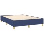 Blaues vidaXL Boxspringbett 140x190 cm mit Stoffbezug und Holzfüßen.