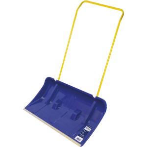 SONNECK Schneewanne Schneeradler, 80x44 cm, blau, mit gelbem Griff und Rädern.