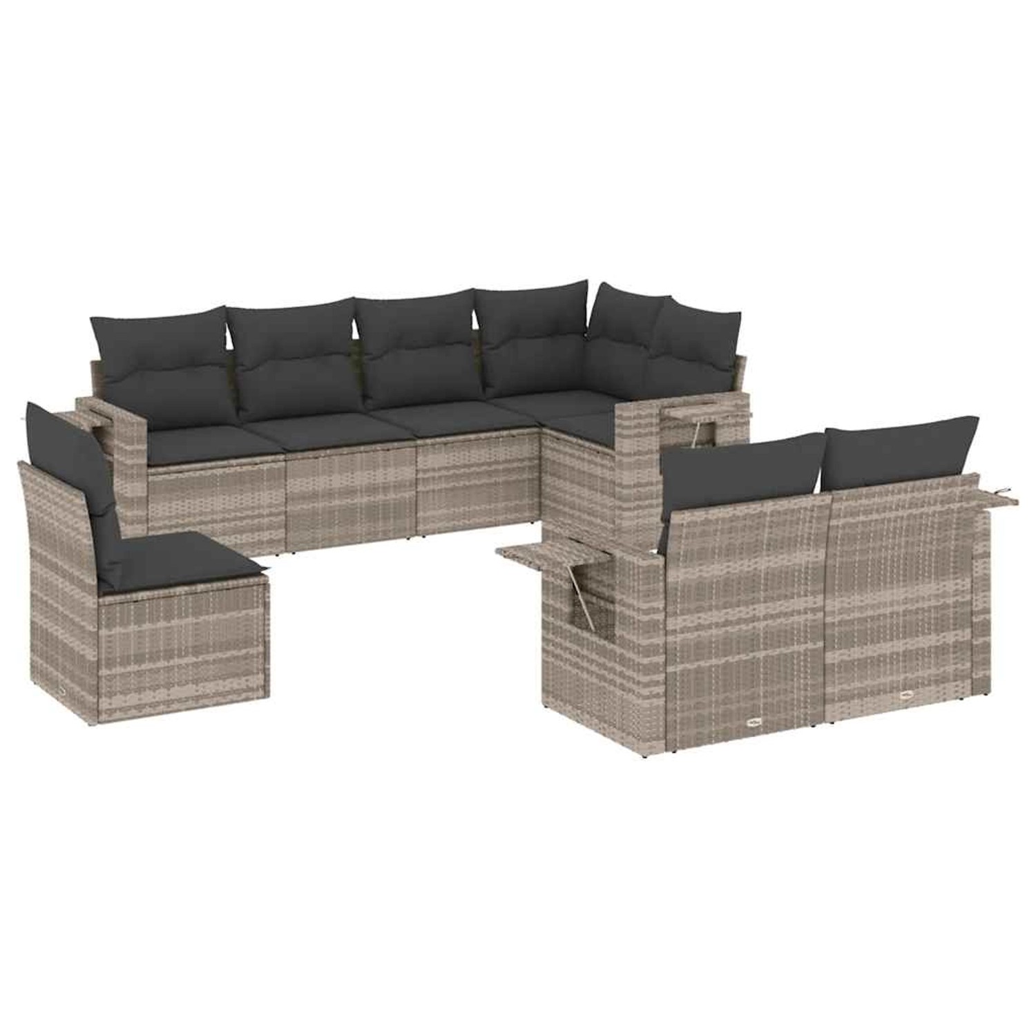 vidaXL 8-Tlg Garten-Sofagarnitur mit Kissen Hellgrau Poly Rattan 3252779 günstig online kaufen