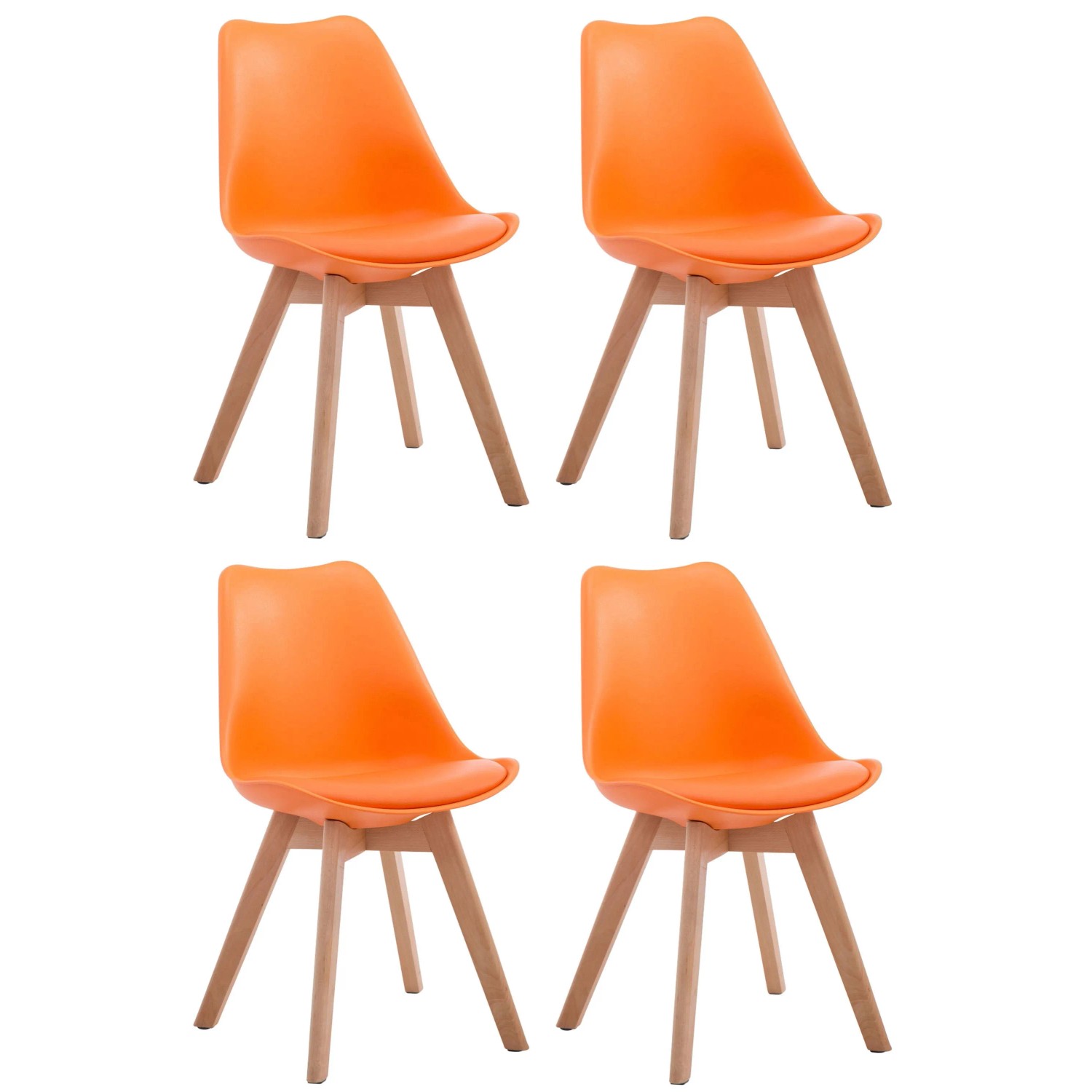 CLP 4er Set Besucherstühle Borneo Kunstleder Orange/Natura