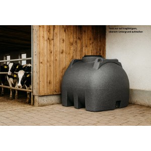 KMND 1000L Wassertank in Marmor-Optik für Trinkwasser, horizontal.