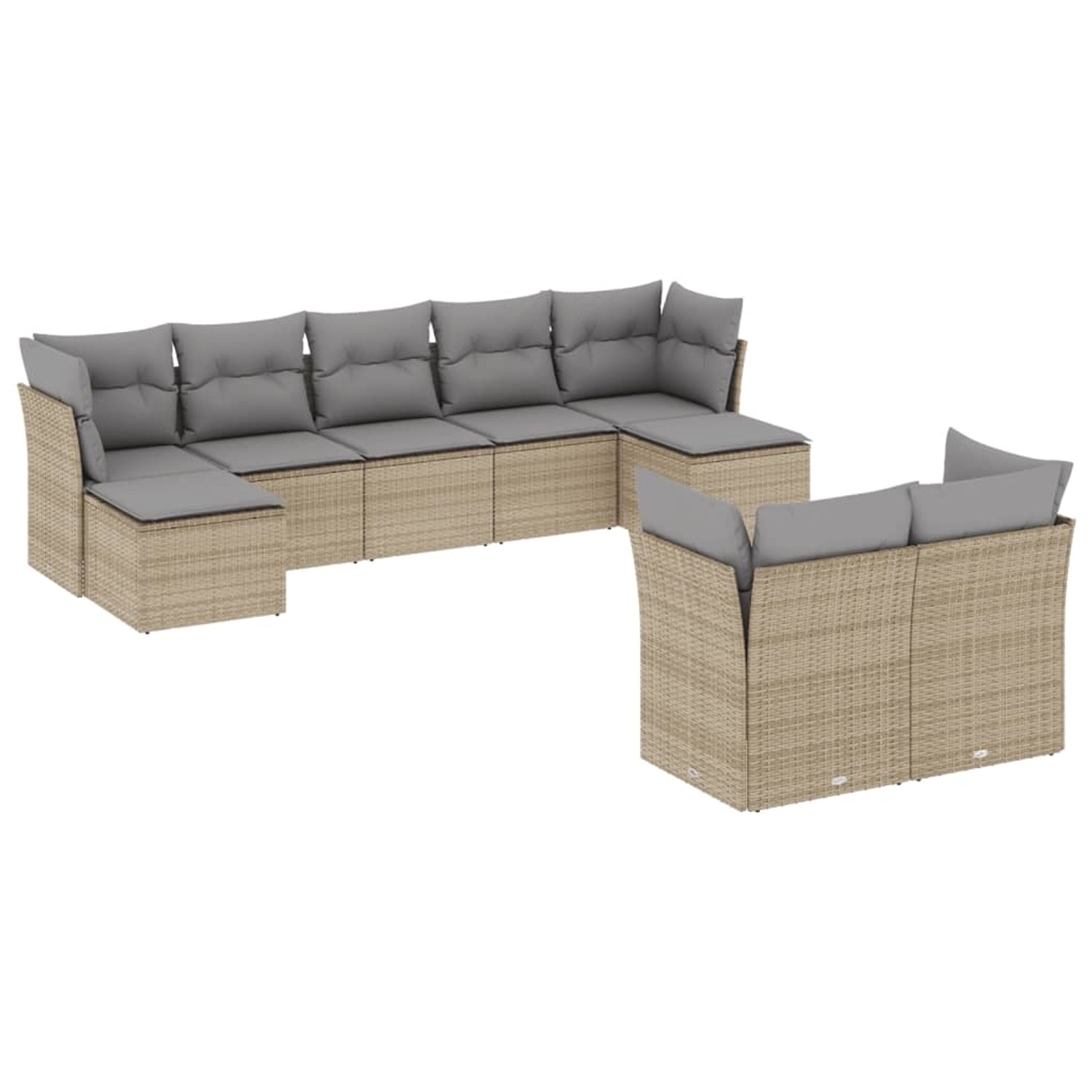 vidaXL 9-tlg Garten-Sofagarnitur mit Kissen Beige Poly Rattan Modell 42 günstig online kaufen