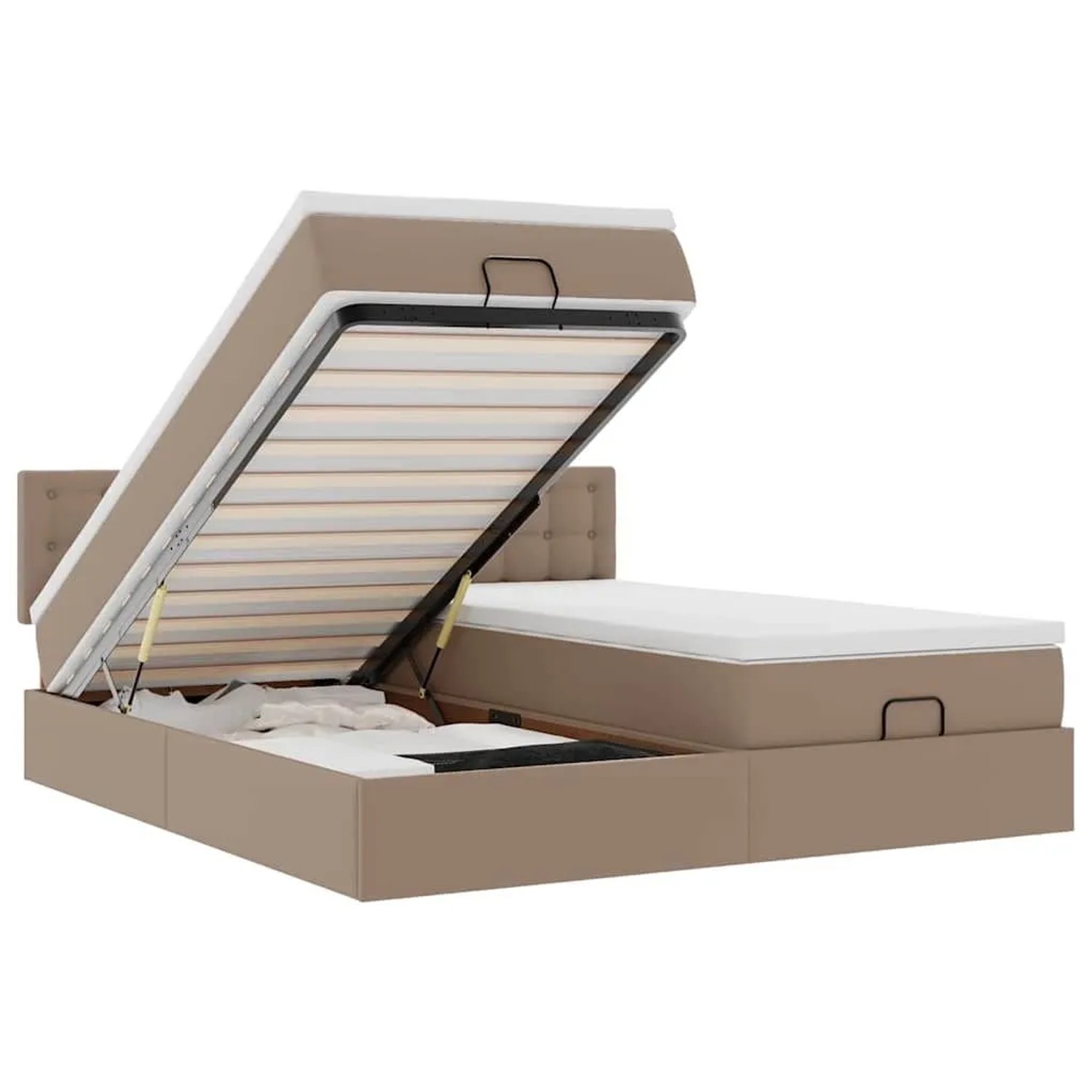 vidaXL Ottoman-Bett mit Matratzen LEDs Cappuccino 180x200cm Kunstleder 3312809