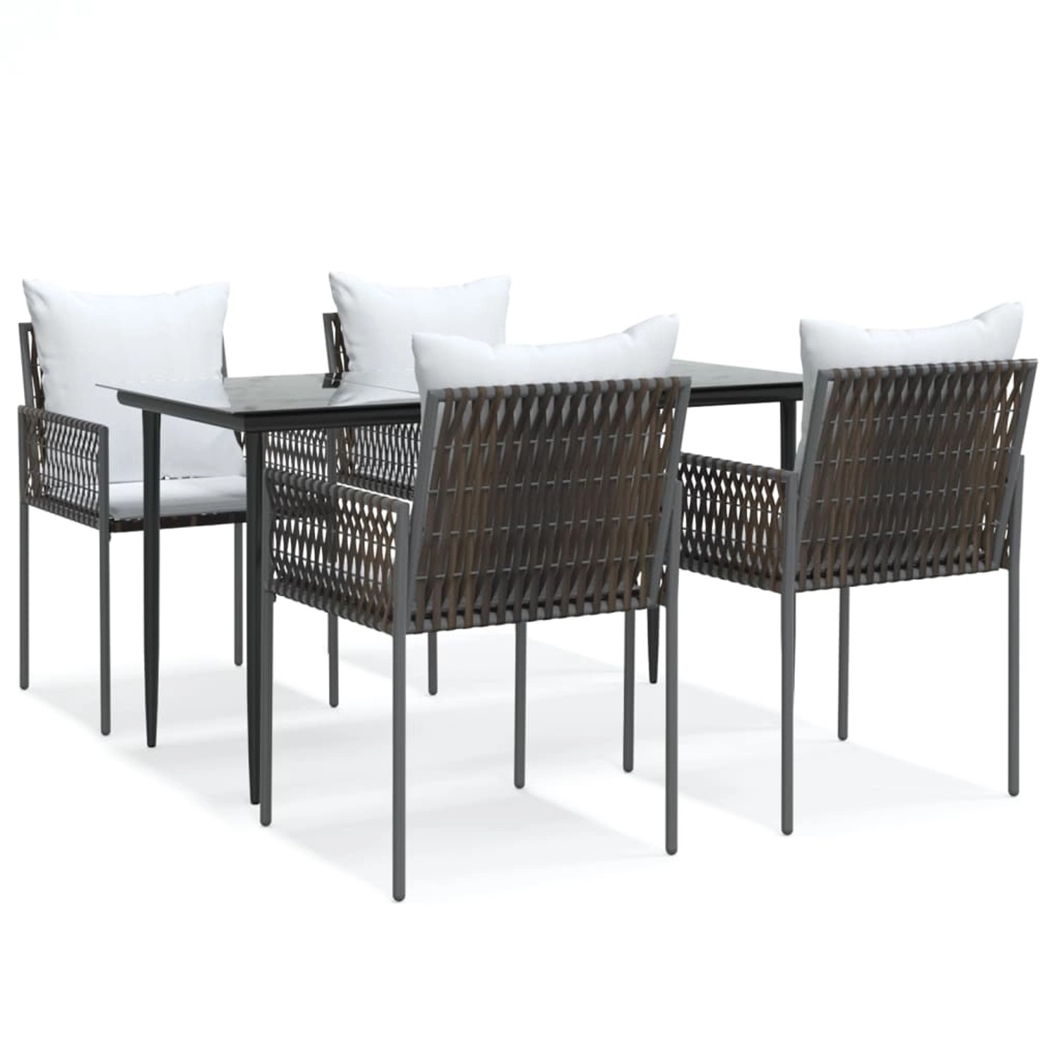 vidaXL 5-Tlg Garten-Essgruppe mit Kissen Poly Rattan und Stahl 3187053 günstig online kaufen