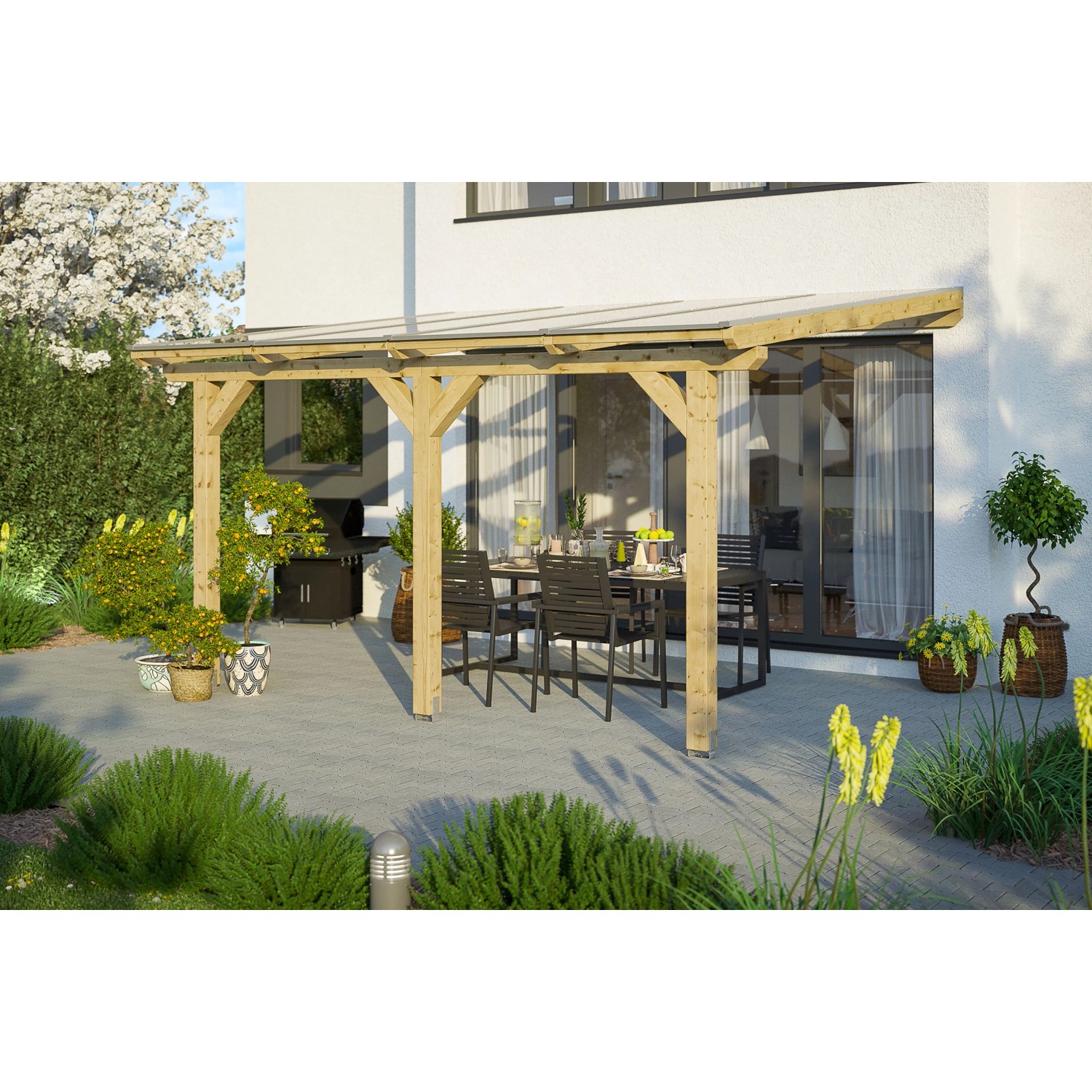 Skan Holz Terrassenüberdachung Andria 434 cm x 300 cm günstig online kaufen