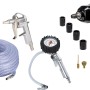Einhell Druckluft Zubehör-Set, 10-teilig: Schlauch, Ausblaspistole, Reifenfüller, Schlagschrauber und Düsen.