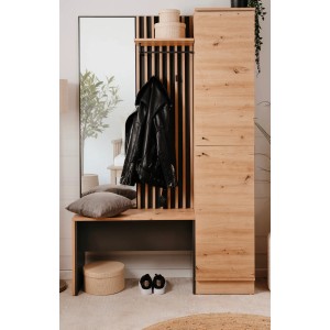 Furn.Design Garderobe Eiche Artisan und Grau 122 cm 3D Lamelle Industrial Madem