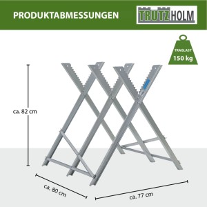 TRUTZHOLM Holzsägebock Klappbar 82x80x77 cm Stahl Verzinkt 150 kg Traglast