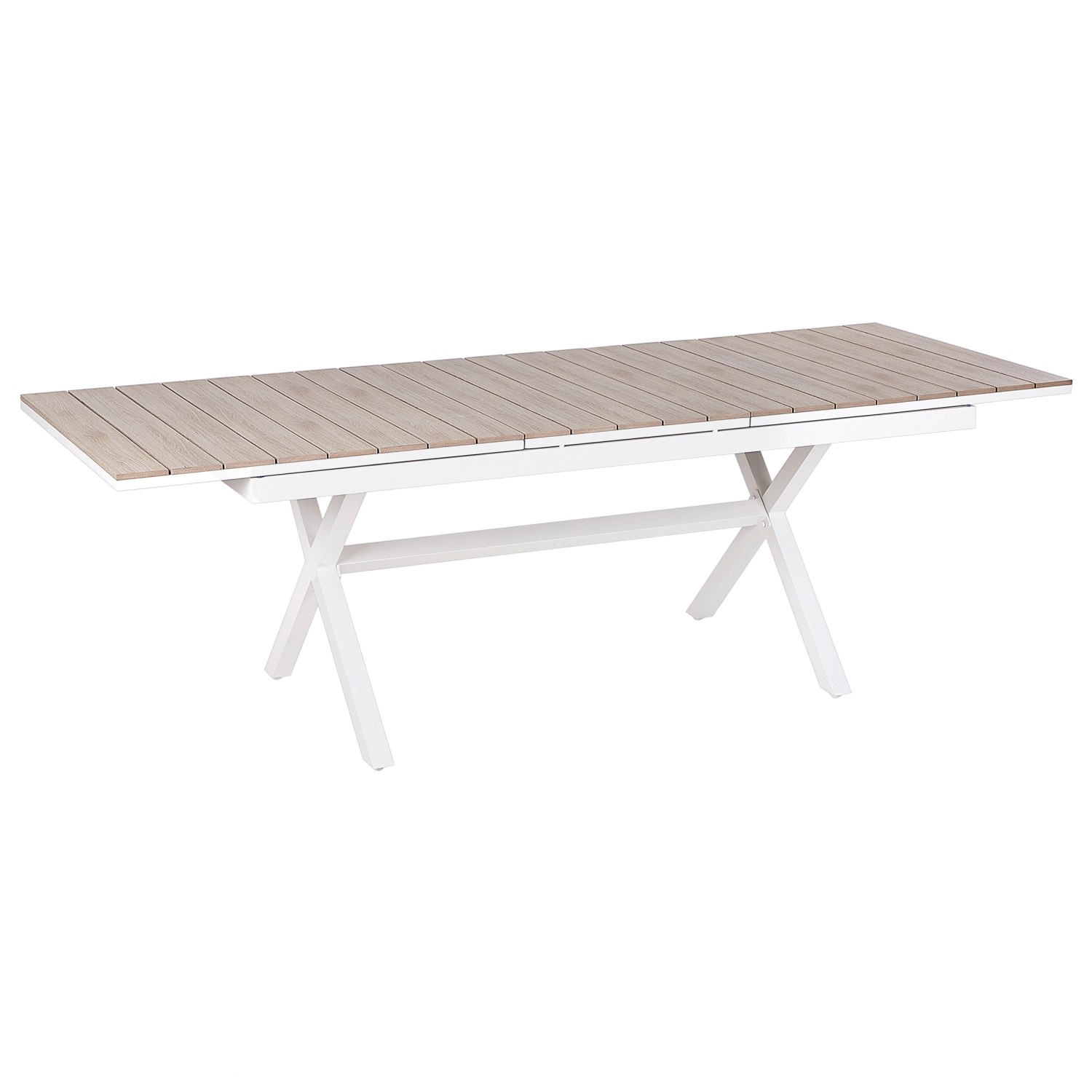 Beliani Gartentisch FANES Heller Holzfarbton Weiss 184x90x76 günstig online kaufen