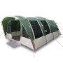Grünes Tunnel-Familienzelt für 8 Personen. Wasserdichtes Campingzelt mit mehreren Schlafkabinen und Fenstern.