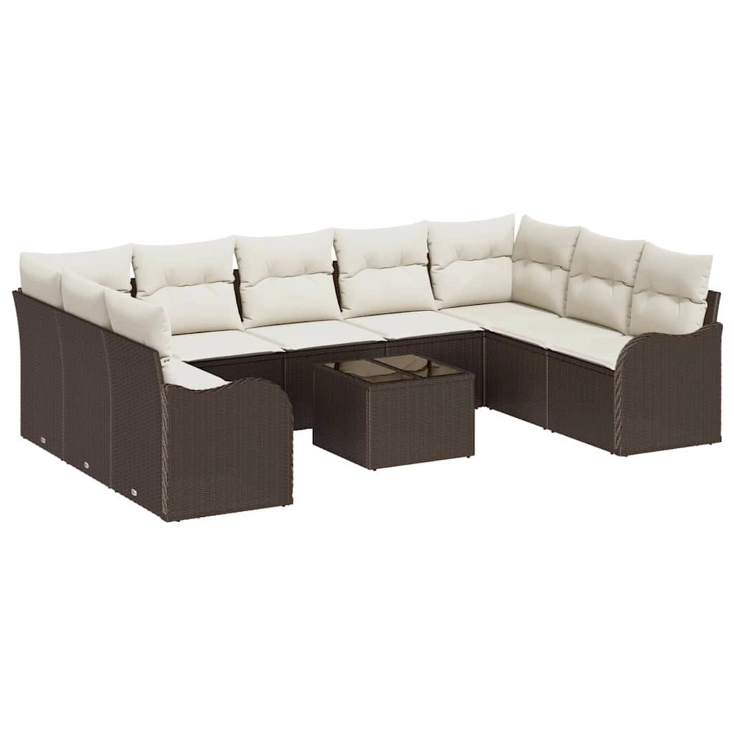 vidaXL Garten-Sofa-Set mit Kissen 10-Tlg Braun und Weiß Poly Rattan 3354537 günstig online kaufen