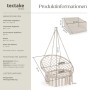 Tectake Hängesessel Grazia Mit Sitz und Rückenpolster Stabil und Strapazierfähig 72 x 80 x 125 cm Beige_6