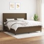 Dunkelbraunes vidaXL Boxspringbett 200x200 cm mit Matratze und Kopfteil im Schlafzimmer.