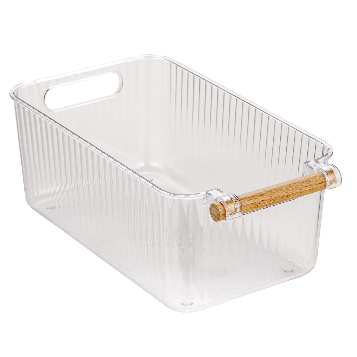 Wenko Badbox-Set Nantes, 3-teilig, transparent, Kunststoffboxen mit Buchenholzgriffen.