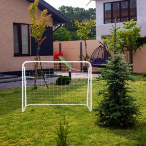 Relaxdays Fußballtor Stahl Weiß Stabil 96 cm x 124 cm x 61 cm 3,5 kg