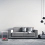 Weißer Relaxdays Polsterhocker mit Chromgestell und Ablage, passend zum Wohnzimmer-Interieur.