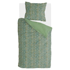Bestlivings Bettwäsche-Set Scary Snake 135x200 cm mit Schlangenmuster und grüner Innenseite.